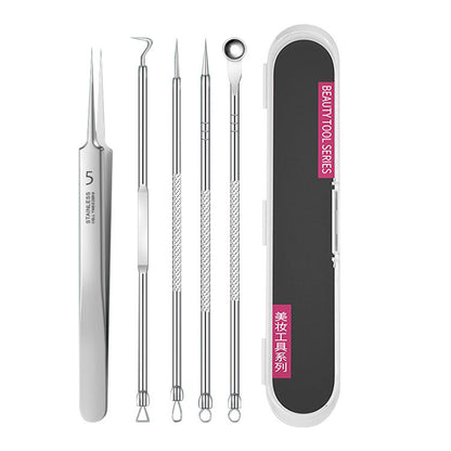 Professional 5-in-1 pimple & blackhead remover tool kit-Precision Acne Extraction Set with Travel Case