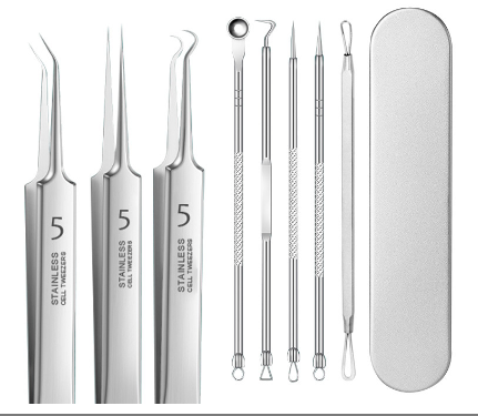 Professional 5-in-1 pimple & blackhead remover tool kit-Precision Acne Extraction Set with Travel Case