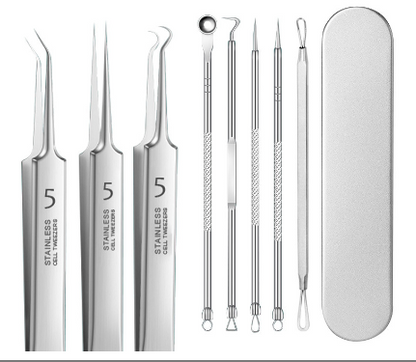 Professional 5-in-1 pimple & blackhead remover tool kit-Precision Acne Extraction Set with Travel Case