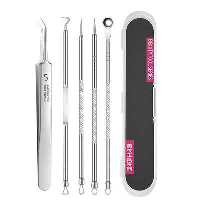 Professional 5-in-1 pimple & blackhead remover tool kit-Precision Acne Extraction Set with Travel Case